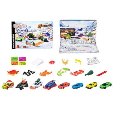 Afbeelding van Majorette Adventskalender 212051026 24 ramen 8 gegoten voertuigen, waarvan 5 exclusieve accessoires vanaf 3 jaar
