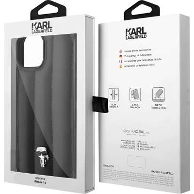 Afbeelding van iPhone 14 Backcase hoesje Karl Lagerfeld Effen Zwart Kunstleer