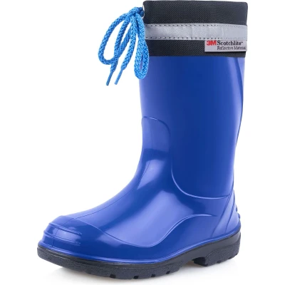 Afbeelding van Ladeheid LA LMG 972 Kim Kinder Regenlaarzen Rubber Hoog met Veters PVC Waterdicht Blauw/Zwart 26
