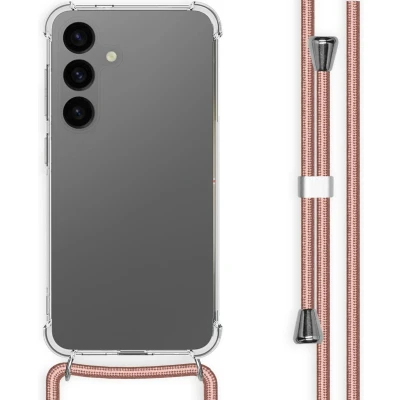 Afbeelding van iMoshion Hoesje Geschikt voor Samsung Galaxy S24 met koord Backcover rosé goud