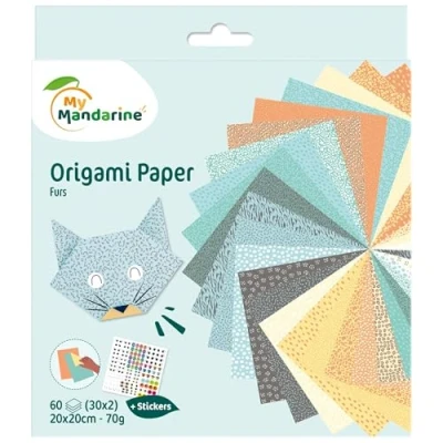 Afbeelding van Origami papier Furs, 60 vel 70g 20 x cm met motief