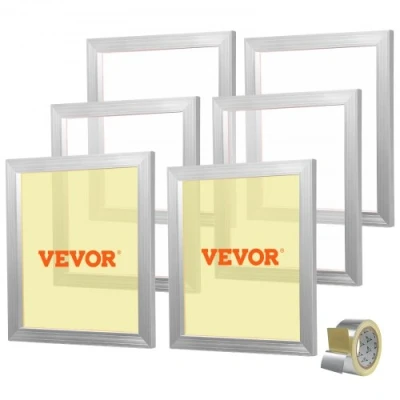 Image de VEVOR Lot de 6 Cadres Sérigraphie Kit Cadre en Aluminium 45,7x50,8 cm avec Maille 160 Polyester Réutilisable Nettoyage Facile Accessoires Tissu Papier Plastique