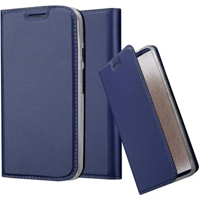 Afbeelding van Cadorabo Hoesje geschikt voor Motorola MOTO G2 in CLASSY DONKER BLAUW Beschermhoes met magnetische sluiting, standfunctie en kaartvakje Book Case Cover Etui