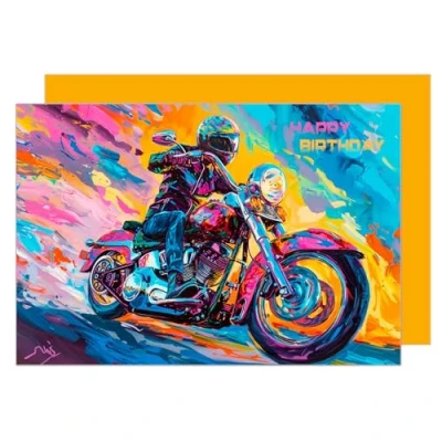 Afbeelding van Edition Seidel G3536 SW024 verjaardagskaart met hoogwaardige envelop voor dames en heren, Harley Moto Hobby