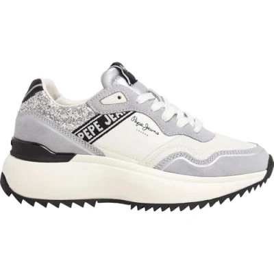 Afbeelding van Pepe Jeans KIMI LAND Sneakers laag, Dames, Maat: 37, Silver/grey Leer en textiel