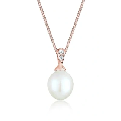 Afbeelding van Elli PREMIUM Dames Halsketting Klassieke Parel met Diamant (0.045 ct.) in 925 Sterling Zilver