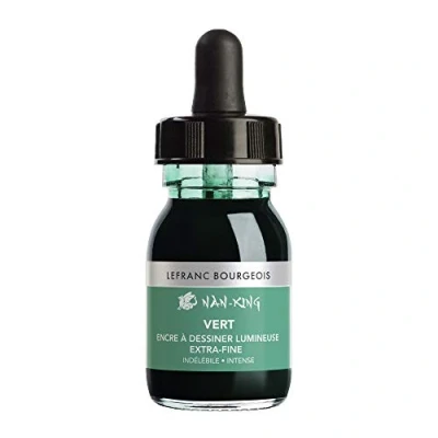 Afbeelding van Lefranc &amp; Bourgeois Nan King 301280 kalligrafie en tekeninkt, hoogglanzend, voor fijne tekeningen, schetsen, 30 ml, groen