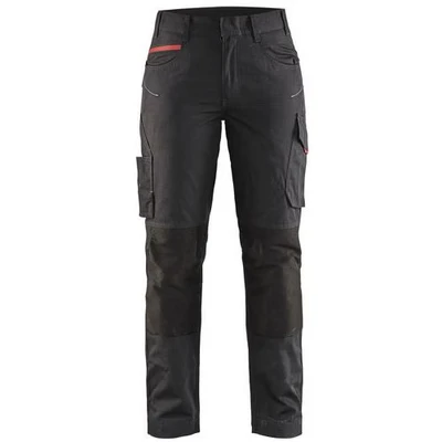 Image de Pantalon services stretch femme noir/rouge