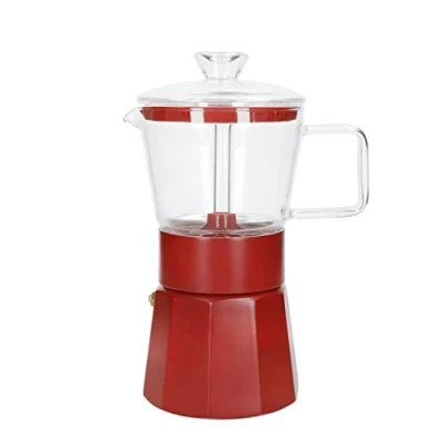 Afbeelding van Espresso Maker, 6 Cups, 0.29 L, RVS, Glas, Rood La Cafetière Verona