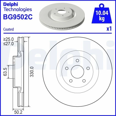 Afbeelding van Delphi Diesel Remschijven BG9502C