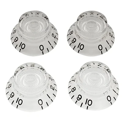 Afbeelding van Musiclily Pro Inch Slim 24 Spline Bell Potentiometer Volume Control Knop Tonaliteit Top Hat Knobs voor USA Elektrische Gitaar LP SG Stijl Transparant (Set van 4)