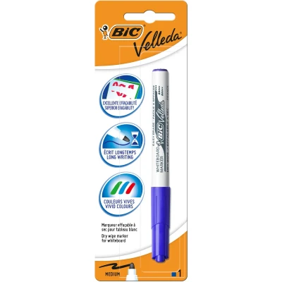 Afbeelding van Bic Velleda whiteboardmarker 1741, blauw, op blister