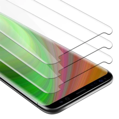 Afbeelding van Cadorabo 3x Screenprotector geschikt voor Samsung Galaxy S8 Beschermende Pantser Film in KRISTALHELDER Getemperd (Tempered) Display beschermend glas 9H hardheid met 3D Touch