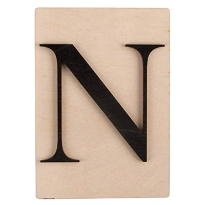 Afbeelding van Rayher letter N, FSC Mix Credit, houten tegels 10,5 x 14,8 cm, 3D N in zwart, letters 3 mm dik, op