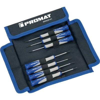 Afbeelding van Promat 7 delige precisie schroeverdraaierset sleuf/PH