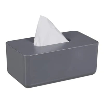 Afbeelding van Relaxdays tissue box modern 10x23x13 cm bamboe deksel kunststof badkamer