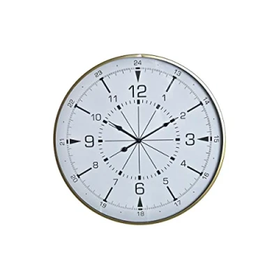 Afbeelding van Muurklok DKD Home Decor Kristal Gouden Metaal Wit Kompas (60 x 3 60 cm)