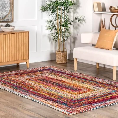 Afbeelding van nuLOOM Tammara handgevlochten kleed, meerkleurig, 183 x 122 cm