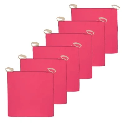 Afbeelding van Atout Ciel Set van 6 stoelkussens, tweekleurig, met klittenbandsluiting, waterafstotende stof, 40 x 4 cm, framboos/beige