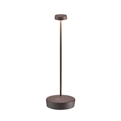Afbeelding van Zafferano, Swap Pro Lamp, Oplaadbare en Draadloze Tafellamp met Aanraakbediening, Geschikt voor Woonkamer Buiten, Dimmer, 2700 K, Hoogte 32,5 cm, Cortenkleur