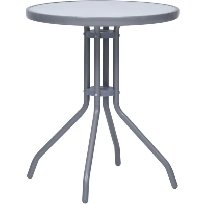 Afbeelding van vidaXL Tuintafel 60 cm staal en glas lichtgrijs