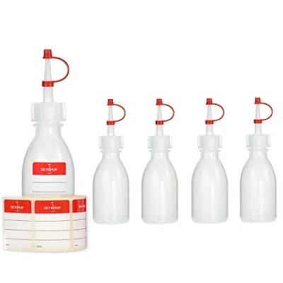 Afbeelding van Octopus 5 stuks 50 ml plastic druppelflessen, LDPE flessen met druppelstop, lege laboratoriumflessen