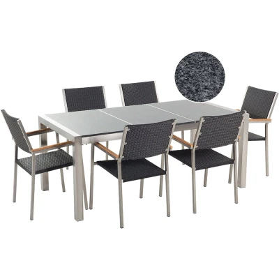 Afbeelding van GROSSETO Tuinset voor 6 Zilver Graniet