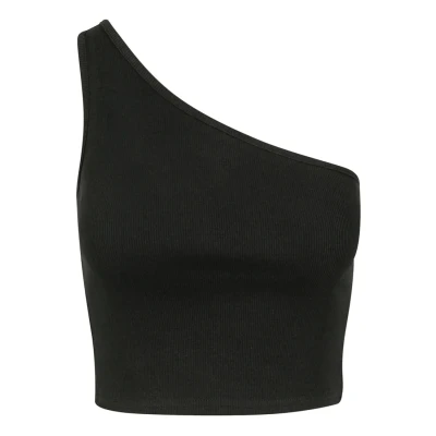 Afbeelding van Urban Classics Cropped Asymmetric Top, Dames, Maat: Large, Black
