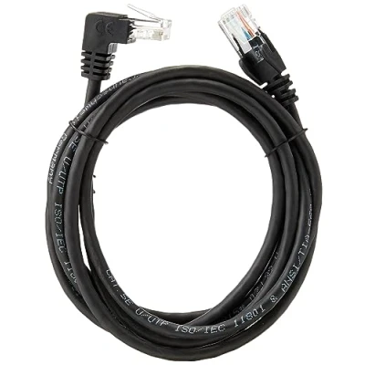 Afbeelding van goobay CAT 5e verbindingskabel 1 x 90 gebogen, U/UTP, zwart, 2 m lengte