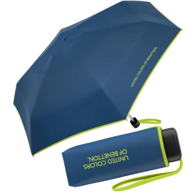 Afbeelding van Benetton Zakparaplu Ultra Mini Flat Solid, Saffier Blauw, Compact of opvouwbaar