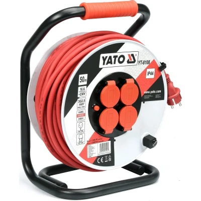 Afbeelding van Yato, Kabelhaspels, YT 8108 stroomuitbreiding 4 wisselstroomuitgang(en) Binnen/buiten Zwart, Rood, Wit (50 m, 2.50 mm²)