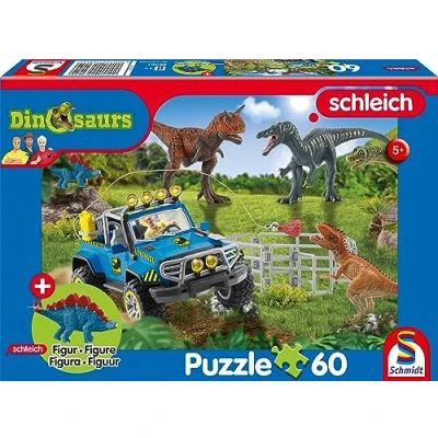 Afbeelding van Dinosaurussen, Urzeit Giganten, 60 delen, met add on (een origineel figuur baby stegosaurus): kinderpuzzel schleich