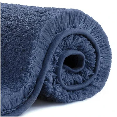 Afbeelding van Antislip Badkamermat Verdikte Badkamermatten Absorberende Douchemat Ultra zachte Microvezel Badmat Sneldrogend en Machinewasbaar 50 x 80 cm (Marineblauw)