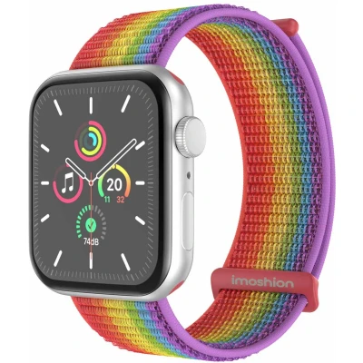 Afbeelding van imoshion Nylon⁺ bandje Geschikt voor Apple Watch 1, 2, 3, 4, 5, 6, 7, 8, 9, 10, SE, Ultra (2) 44/45/46/49 mm Rainbow One Size