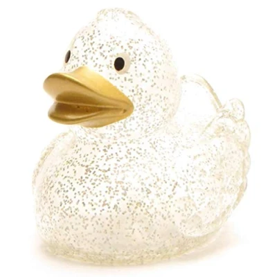 Afbeelding van Duckshop I Glinsterende badeend met gouden snavel L: 7,5 cm incl. sleutelhanger speelgoed en cadeau voor baby&#039;s kinderen