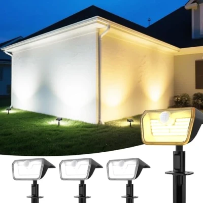 Afbeelding van Linkind zonnelamp met bewegingsmelder, voor buiten, koud en warm, oplaadindicator, IP67 waterdicht, pad, 3 stuks