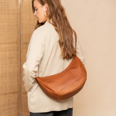 Afbeelding van Leren Schoudertas Cognac Peckham
