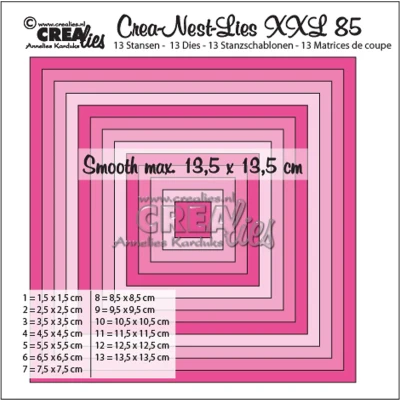 Afbeelding van Crealies Crea Nest Lies XXL no 85 gladde vierkanten halve cm CLNestXXL85 13,5x13,5 (01 19)