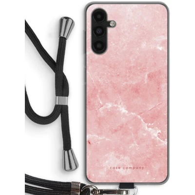 Afbeelding van Case Company® hoesje met Koord geschikt voor Samsung Galaxy A04s Roze marmer Telefoonhoesje Zwart Bescherming aan alle Kanten en Over de Schermrand