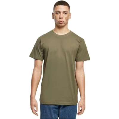 Image de Build Your Brand T shirt à col rond pour homme, vert olive, XS