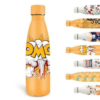 Afbeelding van Grsta Kinderthermosfles, 500 ml, BPA vrije thermosfles, lekvrije metalen fles, 18/8 roestvrij staal, thermosfles voor school, kantoor, sport, reizen, geel