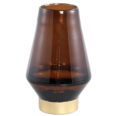 Afbeelding van PTMD Akahi Brown glass LED lamp taps round