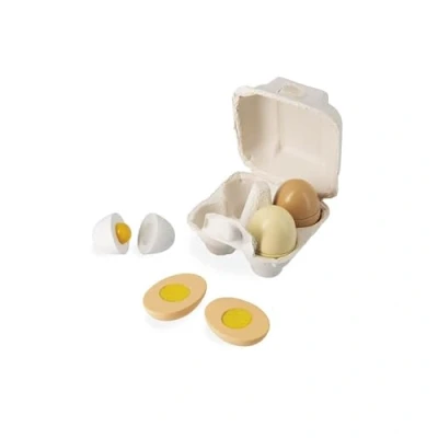 Image de Janod Boîte de 4 Œufs en Bois Jouet d&#039;Imitation Cuisine et Dinette Systèmes d&#039;Ouverture Différents Peinture à l&#039;Eau Dès 3 Ans, J06593