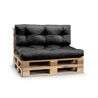 Afbeelding van Gutekissen® Weerbestendig palletkussen voor tuinbank, vele kleuren en maten PPI (hoekkussen 60 x 40 cm, zwart waterdicht)