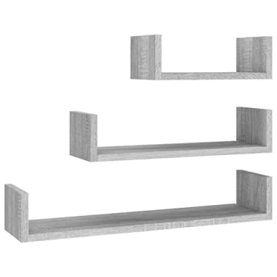 Afbeelding van vidaXL 3 stuks Sonoma display wandplanken grijs bewerkt hout
