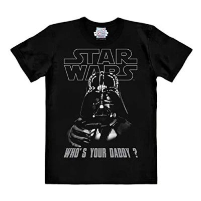 Afbeelding van Logoshirt® Star Wars I Darth Vader Who&#039;s Your Daddy Bedrukt T shirt Dames &amp; Heren Ronde Hals Korte Mouwen Origineel Gelicentieerd Ontwerp, zwart.