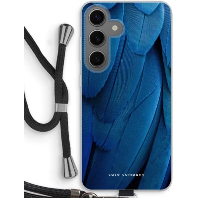 Afbeelding van Case Company® hoesje met Koord geschikt voor Samsung Galaxy S24 Pauw Telefoonhoesje Zwart Bescherming aan alle Kanten en Over de Schermrand