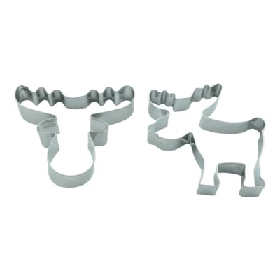 Afbeelding van BekkiB Set van 2 uitsteekvormen &quot;eland&quot; eland kop ca. 6,5 cm lang Vaatwasmachinebestendige roestvrijstalen Voor het bakken koekjes 8805492