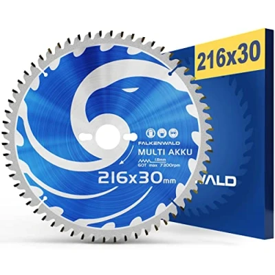 Afbeelding van FALKENWALD ® Cirkelzaagblad 216 x 30 mm (AKKU, Multi) voor hout, metaal, kunststof en aluminium met 60 hardmetalen tanden, compatibel Bosch Metabo