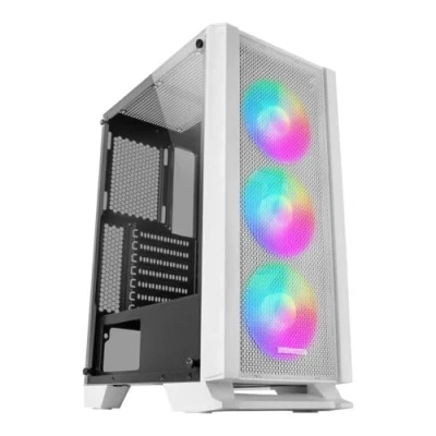 Afbeelding van Mars Gaming MC C Wit, PC behuizing ATX, metalen mesh frontpaneel, gehard glas, 3 FRGB 120 mm frontventilatoren